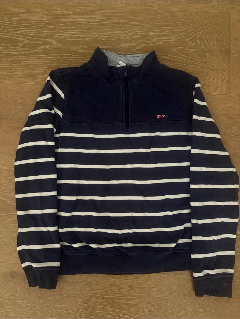 Vineyard Vines Navy and White Striped Half-Zip Pullover